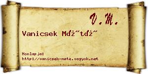 Vanicsek Máté névjegykártya